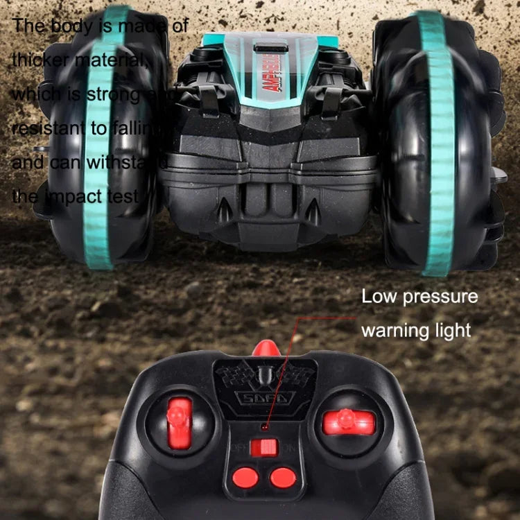 2.4G Amphibious Stunt Remote Control Car Double-sided Rolling Driving Children Electric Toys, Red, Green