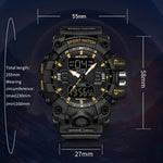 SANDA Green Light Alarm Clock Multifunctional Waterproof Shockproof Transparent Watch