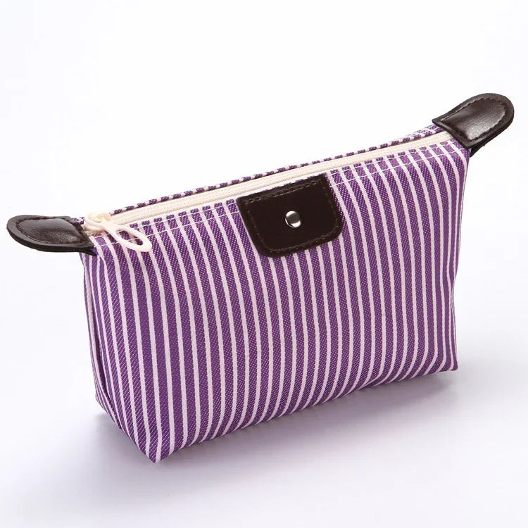 Striped Dumpling Cosmetic Bag Travel Folding Toiletry Bag