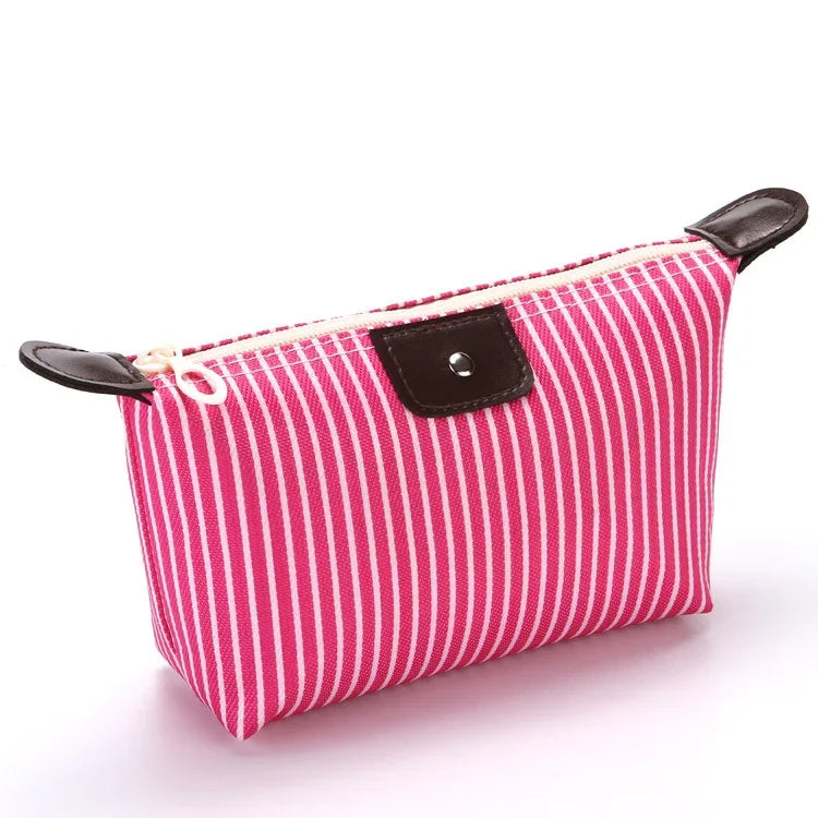 Striped Dumpling Cosmetic Bag Travel Folding Toiletry Bag