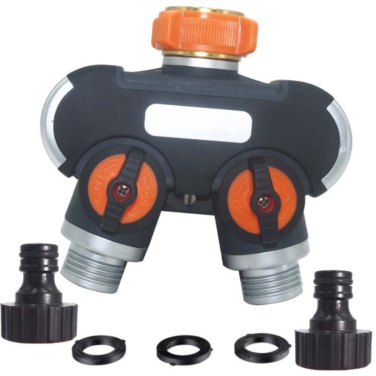 Garden Irrigation And Watering One Pass Two Faucet Water Divider, With Plastic Adapter, With Copper Adapter, With Thread European Connector, With Thread European Connector+Plastic Nipple Connector
