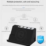 PD 20W +QC 3.0 Wireless Charging+6 Ports Multi-function Charger, Black