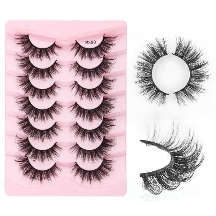 7pairs /Box Faux Eyelashes Natural Fluffy 3D Mink Lengthen Eyelashes, M390
