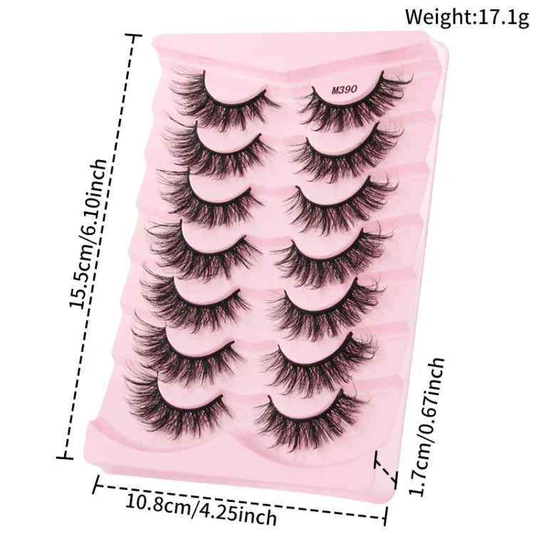 7pairs /Box Faux Eyelashes Natural Fluffy 3D Mink Lengthen Eyelashes, M390