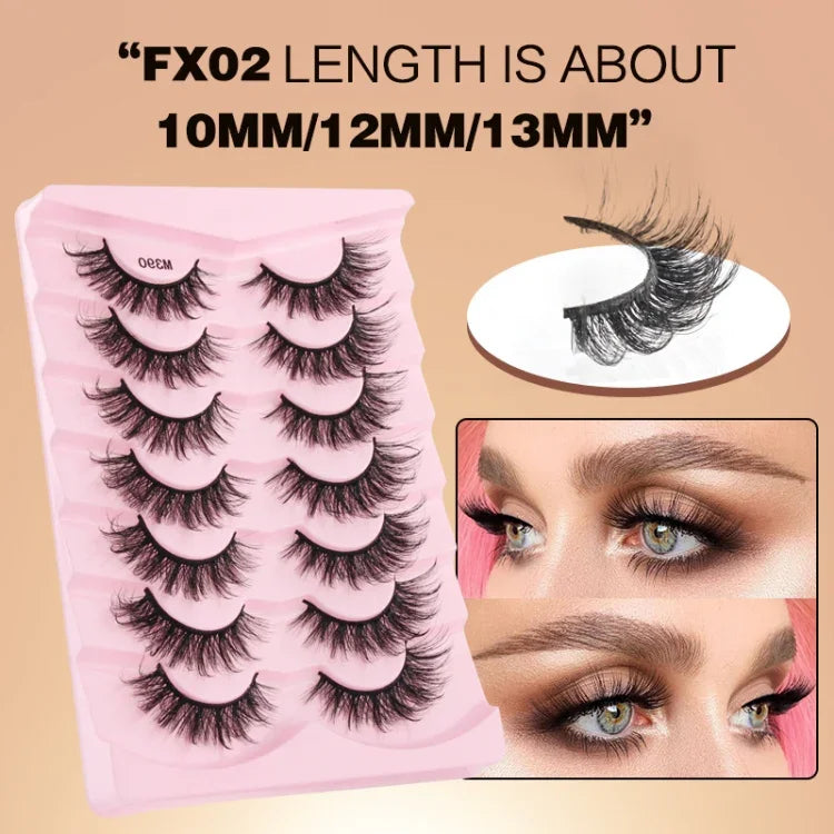7pairs /Box Faux Eyelashes Natural Fluffy 3D Mink Lengthen Eyelashes, M390