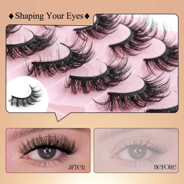 7pairs /Box Faux Eyelashes Natural Fluffy 3D Mink Lengthen Eyelashes, M390