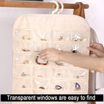 48-grid Jewelry Storage Hanging Bag Mon-woven Double-sided Jewelry Organizer Bag, 48-grid