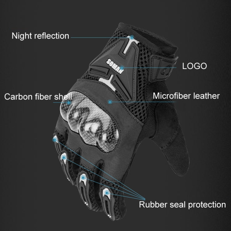 SOMAN Motorcycle Riding Anti-fall Breathable Anti-slip Carbon Fiber Gloves, M, L, XL, XXL