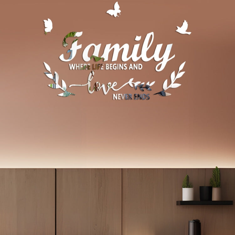 Acrylic Familylove Stereoscopic Mirror Wall Stickers Home Self-Adhesive Decorative Soft Mirror, Familylove