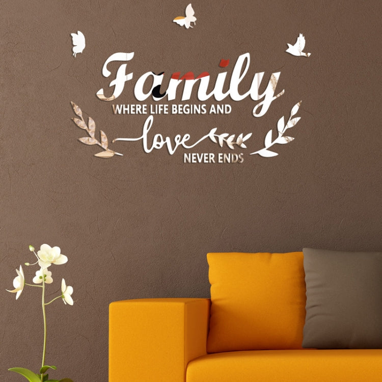 Acrylic Familylove Stereoscopic Mirror Wall Stickers Home Self-Adhesive Decorative Soft Mirror, Familylove