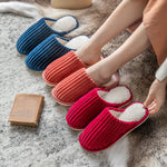 Corduroy Cotton Slippers Winter Warm Non-Slip Thick Sole Flat Shoes, 36-37, 40-41, 42-43