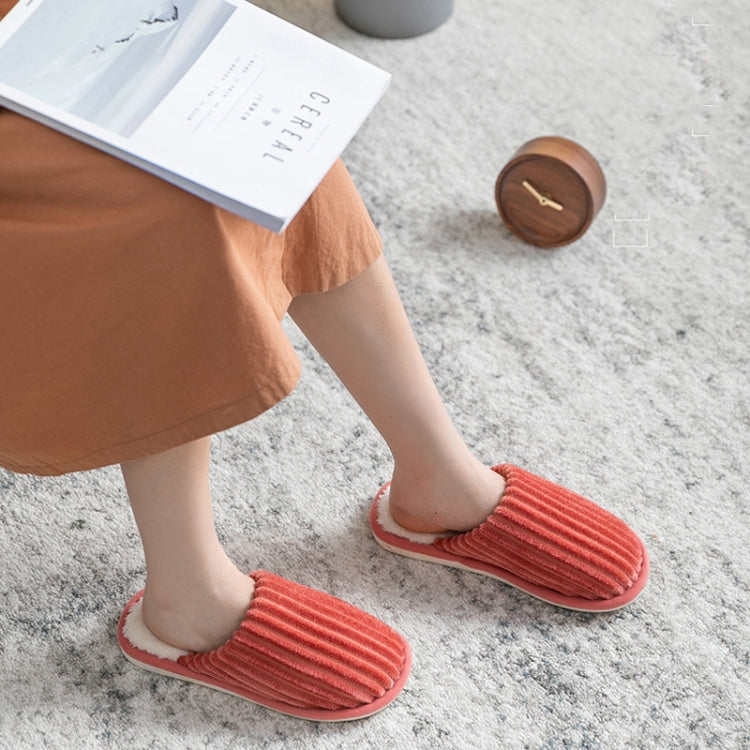 Corduroy Cotton Slippers Winter Warm Non-Slip Thick Sole Flat Shoes, 36-37, 40-41, 42-43