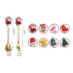 4pcs /Pack Christmas Cartoon Doll Stainless Steel Tableware, A Spoon Fork, D Spoon