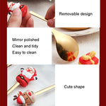 4pcs /Pack Christmas Cartoon Doll Stainless Steel Tableware, A Spoon Fork, D Spoon