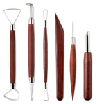 8-in-1 Wooden Handle Pottery Clay Tool set Ceramic Trimming Carving Knife, Dark Wooden Color