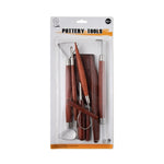 8-in-1 Wooden Handle Pottery Clay Tool set Ceramic Trimming Carving Knife, Dark Wooden Color