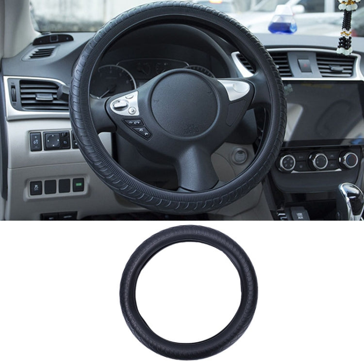 Car Silicone Protective Cover Wear Resistant Non-Slip Tire Pattern Driving Grip Sleeve, For 36cm-40cm Diameter Steering Wheel