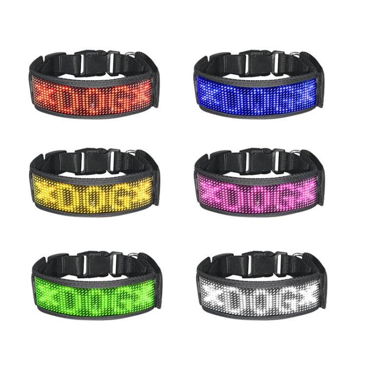 LED Display Pet Collar Rechargeable High Visibility DIY Single Color Collar