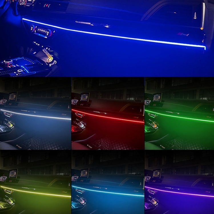 Car Interior Fiber Optic Cold Light RGB Ambient Lamp Center Phantom Footwell Atmosphere Lights, One To One 110cm, One To Two 110cm+35cm