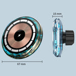 For iPhone Magsafe Magnetic Car Wireless Charger Phone Holder Light Emitting Wireless Charger, Ice Blue Breathe Light, Pickup RGB Light