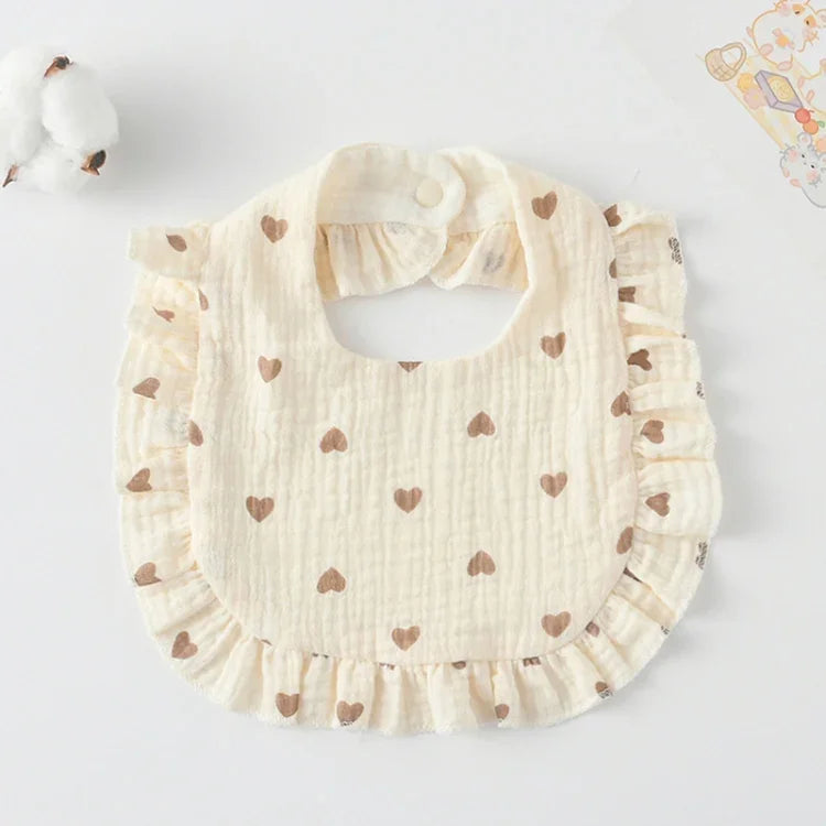 Baby Feeding Bib Ruffle Infants Saliva Towel Soft Cotton Burp Cloth, Yellow Lemon, Rabbit, Yellow Orange, Peach Heart, Mushroom Rabbit, Leaf Fruit, Little Pink Rabbit, Love, Dutch Flower, Floral, Pink Rose, Squirrel, Rainbow, Little Tiger              ...