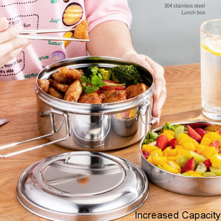 304 Stainless Steel Round Lunch Box, 14cm Single Layer, 16cm Single Layer, 14cm Double Layer, 16cm Double Layer