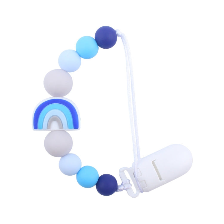 Baby Anti-drop Chain Pacifier Clips Silicone Rainbow Beads Dummy Holder Nipple Clip, Rainbow Purple, Rainbow Pink, Rainbow Blue