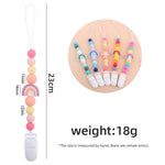 Baby Anti-drop Chain Pacifier Clips Silicone Rainbow Beads Dummy Holder Nipple Clip, Rainbow Purple, Rainbow Pink, Rainbow Blue