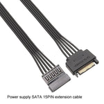 Power Supply SATA 15Pin Male And Female Extension Cable Durable Hard Disk Drive Power Connection Cables, 60cm 15Pin