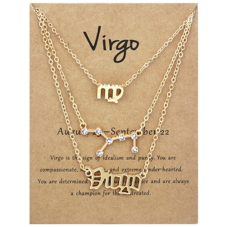 3 In 1 12 Zodiac Signs Necklace Set Retro Alphabet Symbols With Diamonds Jewelry Set, Scorpion Golden, Sagittarius Golden, Capricorn Golden, Taurus Golden, Pisces Golden, Leo Golden, Libra Golden, Cancer Golden, Aquarius Golden, Virgo Golden, Aries Gol...