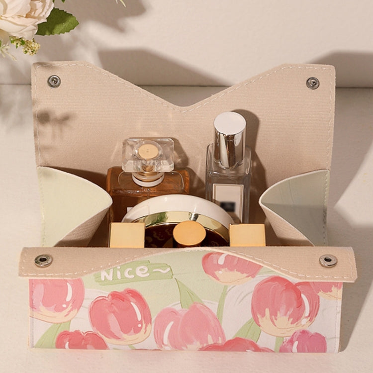 Oil Printed Leather Tissue Box Living Room Decorative Tissue Storage Bag, Yellow Sunflower