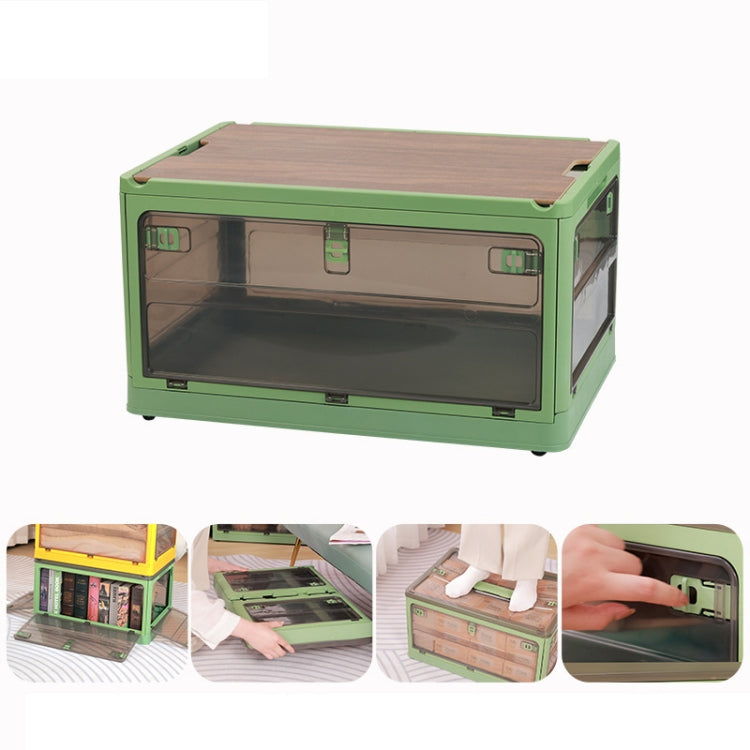 Folding Plastic Storage Box Stackable Storage Organizer with Wheels, White  37 x 26.5 x 22 cm, Yellow  37 x 26.5 x 22 cm, Green  37 x 26.5 x 22 cm, White Wooden Lid  37 x 26.5 x 22 cm, Yellow Wooden Lid  37 x 26.5 x 22 cm