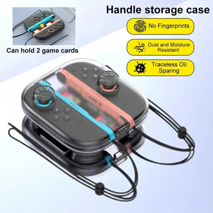 For Nintendo Switch 2 Joy-Con Crystal Storage Case Organizer Anti-Scratch Travel Box With 2 Game Card Slots, Handle case Clear White, Handle case Clear Black