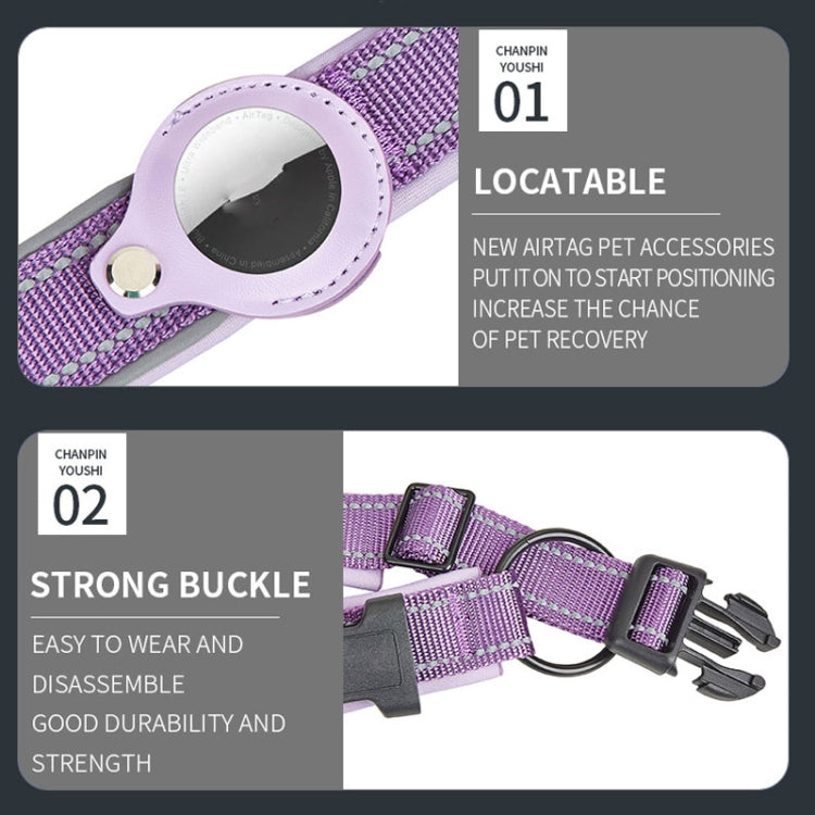 For AirTag 2nd Gen / AirTag 1st Gen Tracker Dog Collar Neoprene Lining Reflective Pet Collar, S, M, L, XL