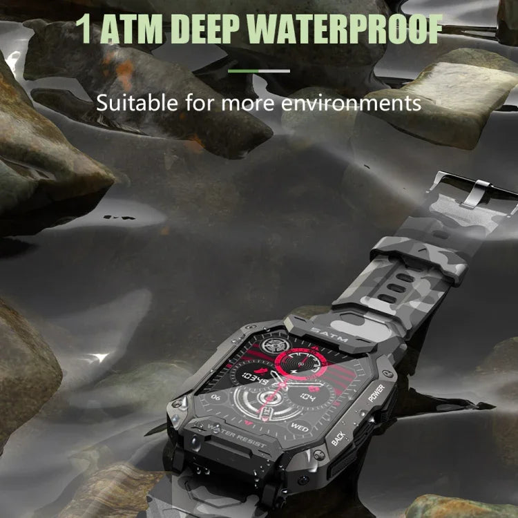 C20Plus 1.81-inch Health Monitoring Waterproof Bluetooth Call Smart Watch, Camouflage Green