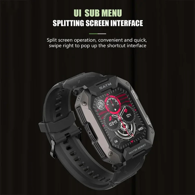 C20Plus 1.81-inch Health Monitoring Waterproof Bluetooth Call Smart Watch, Camouflage Green
