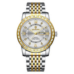 BINBOND B2202 Diamond Dual-calendar Luminous Quartz Watch, Inter-gold-Blue, Inter-gold-Green, Inter-gold-Black, Inter-gold-White, Full-gold-Gold, Full-gold-Black, White Steel-Blue, White Steel-Black