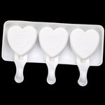 3 Grids Heart Shape Ice Cream Model DIY Pudding Mold Without Stick, 3 Grids Heart