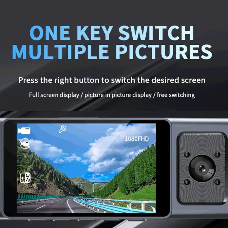 3 Camera Lens 3-inch IPS Screen WiFi Car Dash Cam 1080P Night Vision Dash Camera for Cars, 32G, 64G