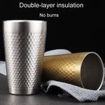 304 Stainless Steel Hammer Mug Thickened Double-Layer Restaurant Tea Cups, 175ml, 260ml, 300ml, 350ml, 450ml