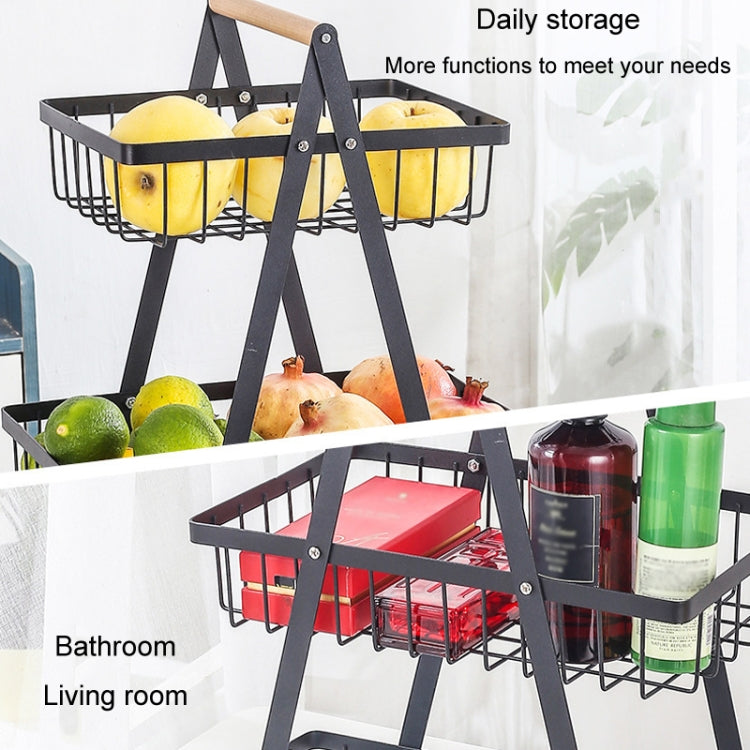 3-Layer Handheld Fruit Basket Removable Living Room Kitchen Bread Snacks Storage Basket, Black, White, Gray