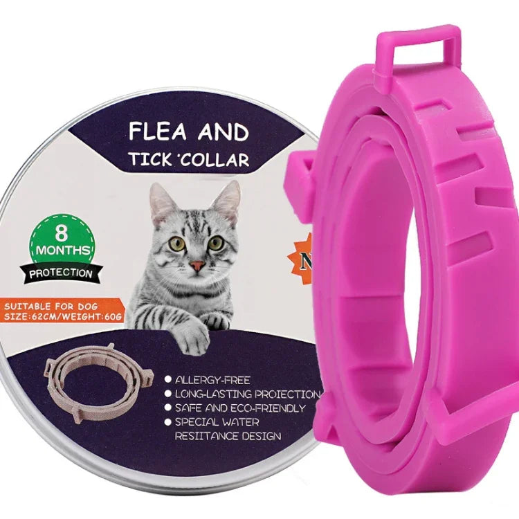 Flea and Tick Collar for Dogs Cats With Aluminum Case, 72cm Gray, 72cm Orange, 72cm Blue, 38cm Orange, 38cm Pink, 38cm Blue