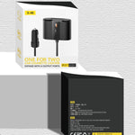45W Rotating Dual Cigarette Lighter Extension Port Car Charger, S-46