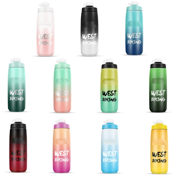 WEST BIKING 750ML Bicycle Water Bottle Portable Outdoor Cycling Water Cup, White Pink Gradient, Black Gray Gradient, Blue Gradient, Dark Green Gradient, Green Pink Gradient, Yellow Green Gradient, Black Green Gradient, Black Red Gradient