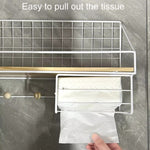 Household Large Non-Punching Organizer Wall Hanging Shelf, Black Basic Model, Black Wooden Ball With Tissue Box