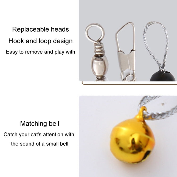 Simulated Insect Feather Cat Teaser Replacement Head Cats Self-Help Toy Bell, White Tailed Bug