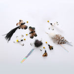 Simulated Insect Feather Cat Teaser Replacement Head Cats Self-Help Toy Bell, White Tailed Bug