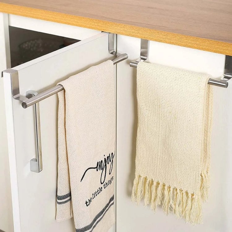 No-Punch Stainless Steel Over Door Towel Rack Cabinet Door Rag Hanging Holder, 23.5cm Silver, 23.5cm Black, 36.5cm Silver, 36.5cm Black, 36.5cm White
