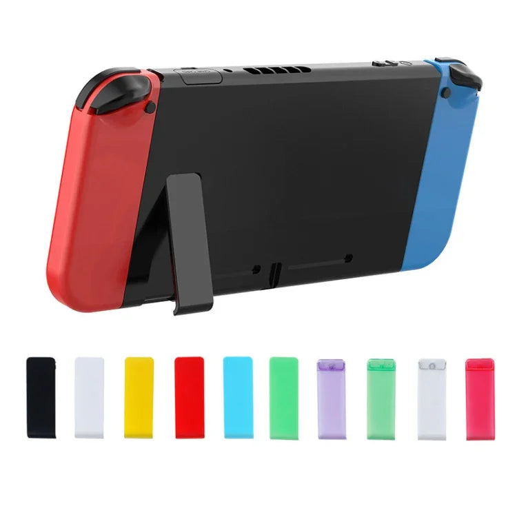 For Nintendo Switch Console 2pcs Replacement Kickstand Back Shell Holder, Black, Transparent White, White, Red, Blue
