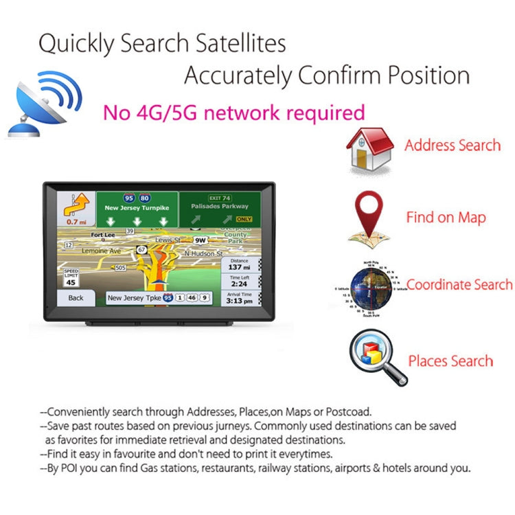 9 Inch 8G/256M Car GPS Navigator With Large Screen Capacitive Bluetooth Map, United States, Canada, Mexico Map, Europe Map, United Kingdom Map, Germany Map, Russia + Ukraine + Belarus Map, Australia Map, South America Map, Middle East Map              ...